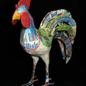Newsprint Papier Maché Rooster #1