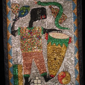 "Houngan with Drum" Vodou Banner