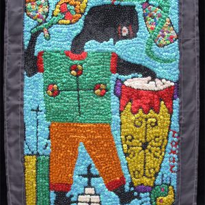 Houngan with Drum Vodou Flag