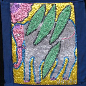 Flying Elephant Sequinned Banner