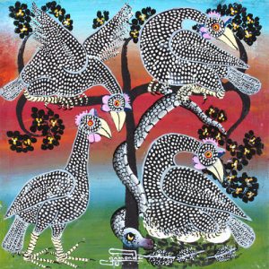 Snake amid the Guinea Fowl