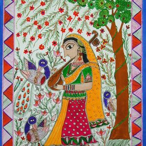 Girl in the Garden - Mithila painting