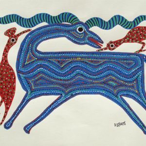 Blue Deer with Birds