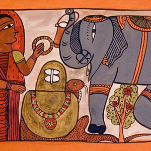 Worshipping the Shiva Linga