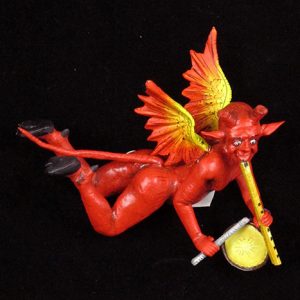 Retablo Musician Devil Ornament (Flute)