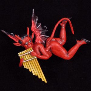 Retablo Musician Devil Ornament (Pan Pipes)