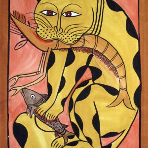 Kalighat Cat with Shrimp and Fish