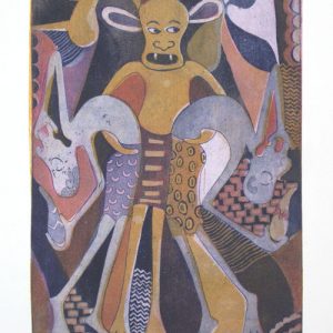 Untitled (yellow figure with spirits)