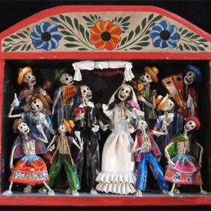 Boda de los Muertos (Skeleton Wedding) - Retablo