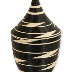 Traditional Peace Basket with Lid - Black and White