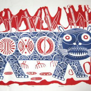 Leopard in a Cornfield III (blue/red)