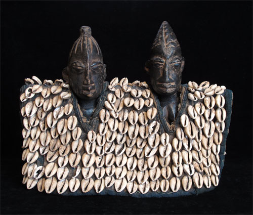 Ibeji Twin Figures with cowrie jacket