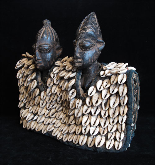 Ibeji Twin Figures with cowrie jacket