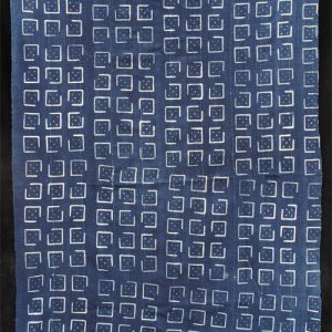 Indigo stitch-resist-dyed strip-weave cloth