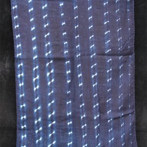 Indigo stitch-resist dyed light-weight cotton scarf