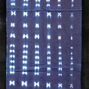 Indigo stitch-resist dyed strip-weave scarf