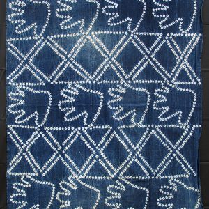 Vintage "hand-pattern" Indigo tie-dyed strip-weave cloth