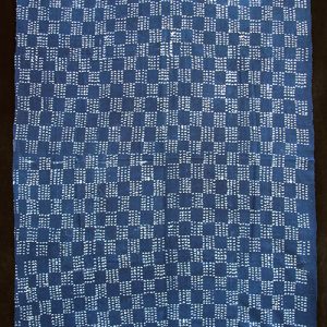 Vintage Indigo resist-dyed strip-weave cotton cloth