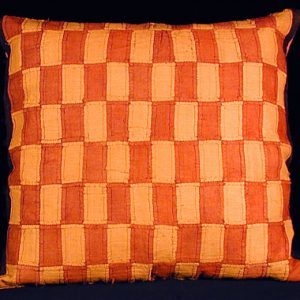 Raffia Kuba Cloth Applique Pillow