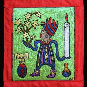 Mambo with Purple Boots - Drapo (Sequinned Banner)