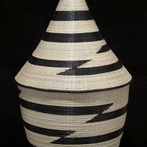 Traditional Peace Basket with Lid - White and Black