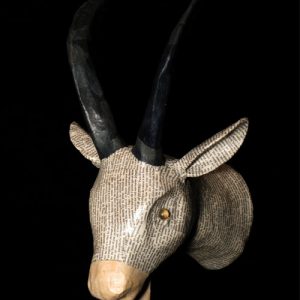 Newsprint Papier Maché Goat Trophy Head