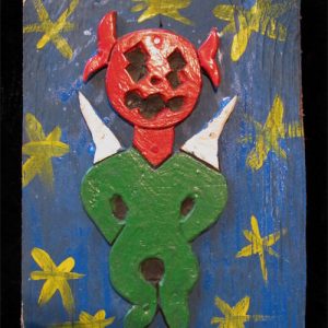 Red Faced Figure with Wings