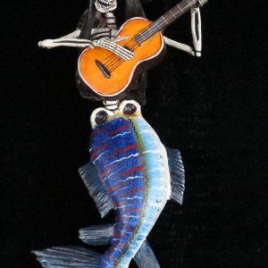 La Sirena Muerte with guitar - retablo ornament