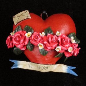 "Te Adoro" Retablo Heart Ornament