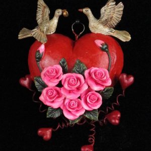 Hearts and Roses - Retablo Heart Ornament