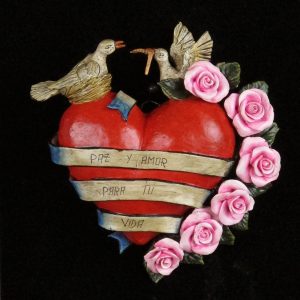 "Paz y Amor" Retablo Heart Ornament