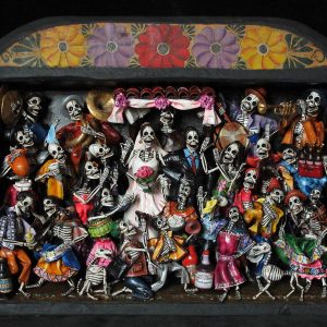 Boda de los Muertos (Skeleton Wedding) - Retablo