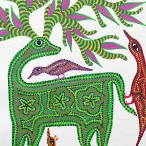 Green Deer with Birds
