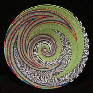 Imbenge Telephone Wire Basket - Large shallow flared shape - Green Multicolor