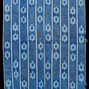 Baule Indigo ikat strip-weave cotton fabric