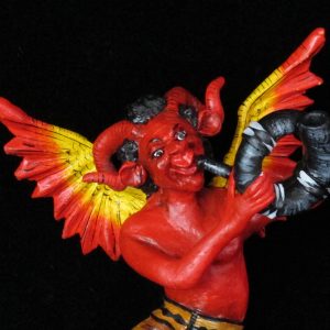 "Diablo Musico" Devil with a Horn - Retablo Ornament