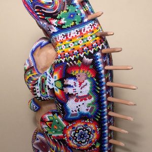Iguana on a Rock - Huichol Beaded Sculpture