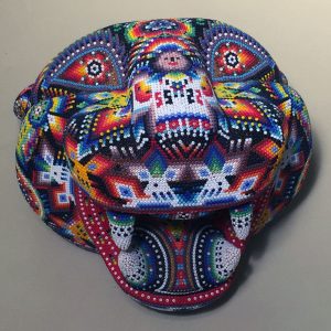  Large Jaguar Head/Mask - Huichol Beaded Sculpture by Hector Ortiz
