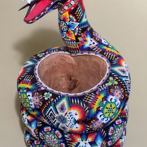 Large Coiled Snake - Huichol Beaded Sculpture by Hector Ortiz