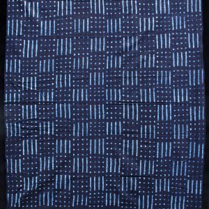 Indigo resist-dyed strip-weave cotton cloth