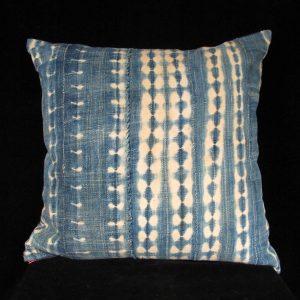 Vintage Indigo Tie-dye Pillow from Burkina Faso
