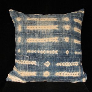 Vintage Indigo Tie-dye Pillow from Burkina Faso