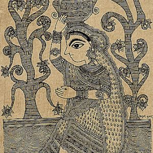 Woman Carrying Water - Mithila painting