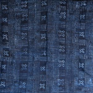 Indigo resist-dyed strip-weave cotton cloth
