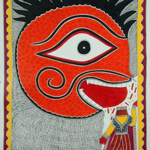 Tiger Eating Man - Mithila painting