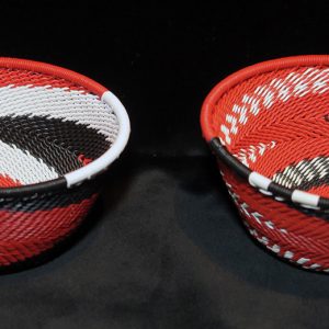 Imbenge - Small Zulu Wire Basket - Black, White and Red