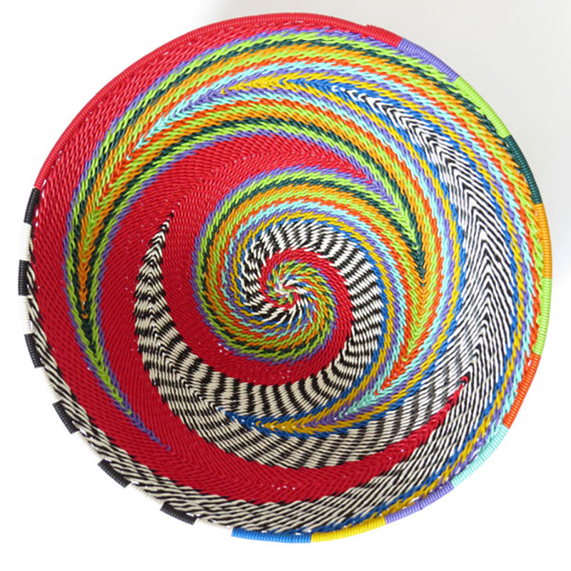 Imbenge Zulu Telephone Wire Basket (medium bowl shape) - Red Multicolor