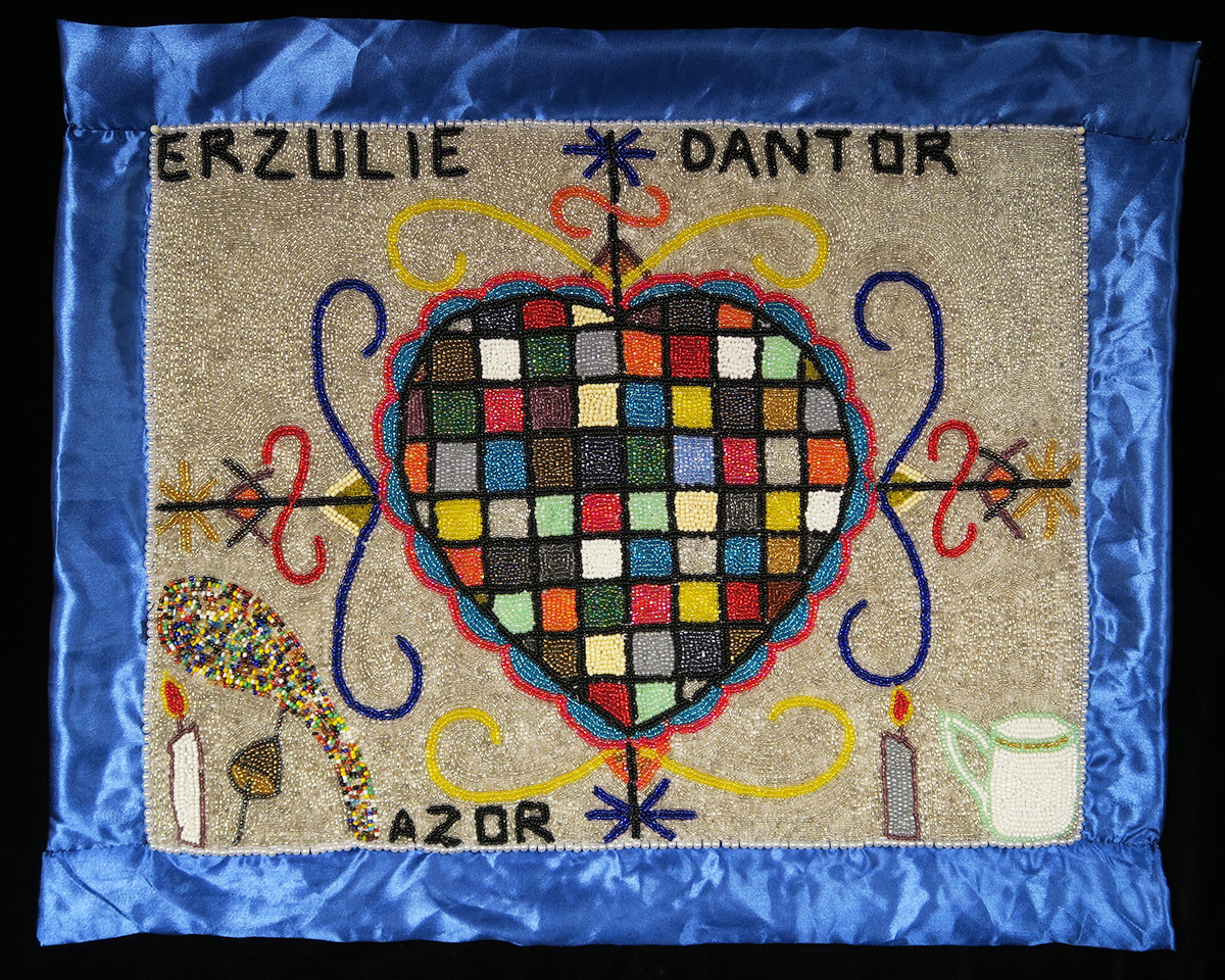 Erzulie Dantor Beaded Vodou Flag