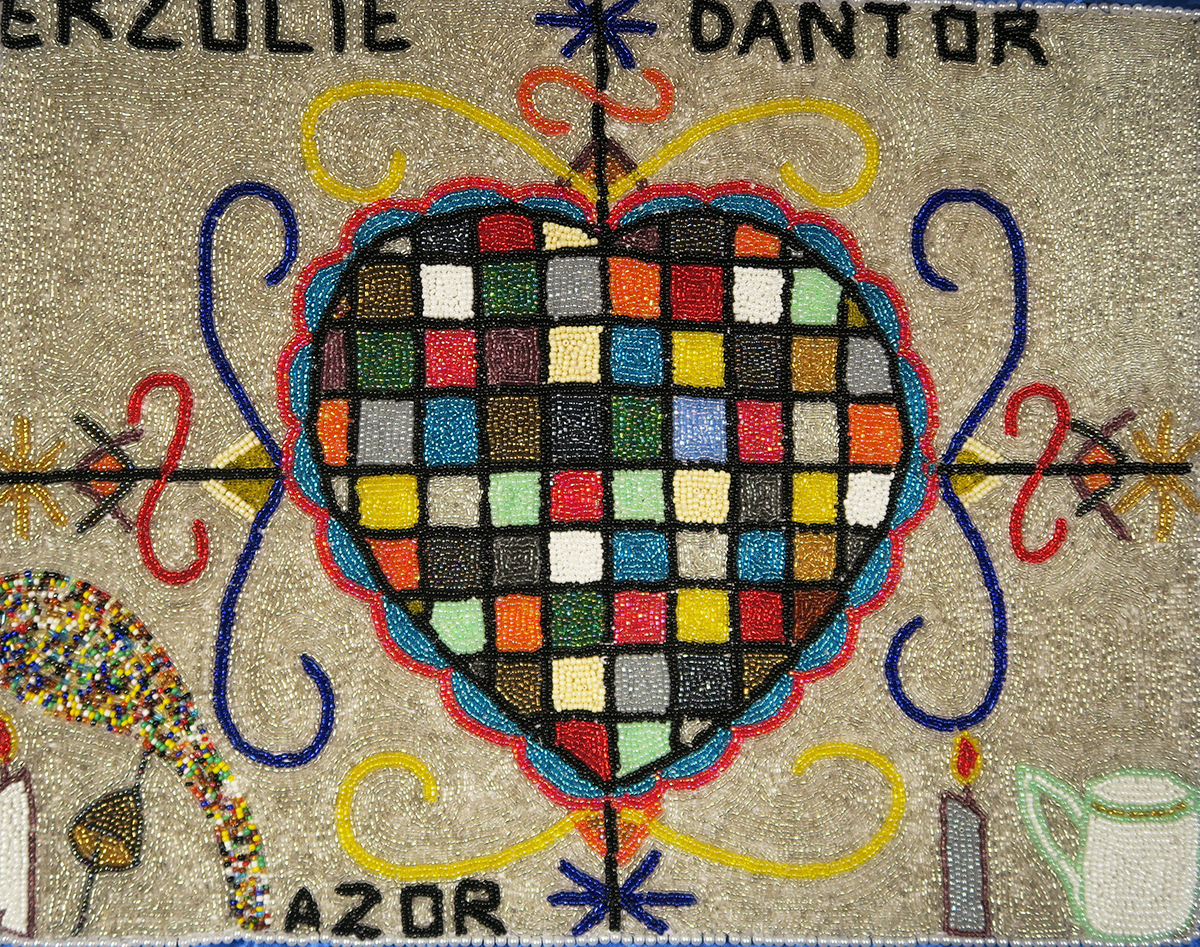 Erzulie Dantor Beaded Vodou Flag