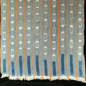 Baule Indigo ikat strip-weave cotton fabric